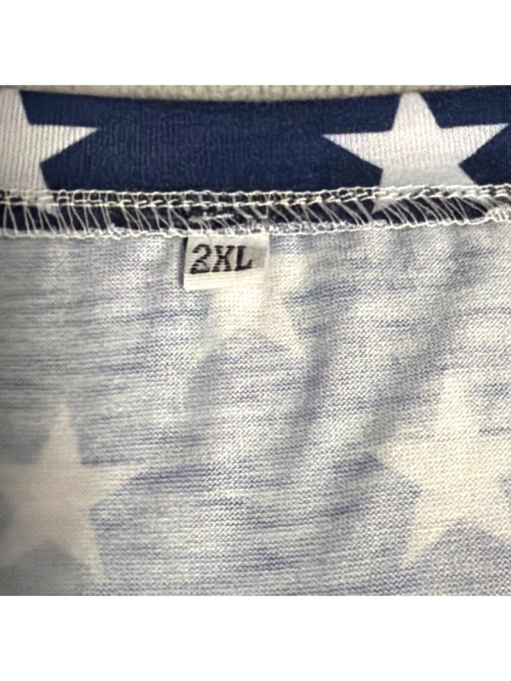 American Flag V-Neck T-Shirt Patriotic Stars & Stripes Loose Fit Womens 2XL - Picture 3 of 5